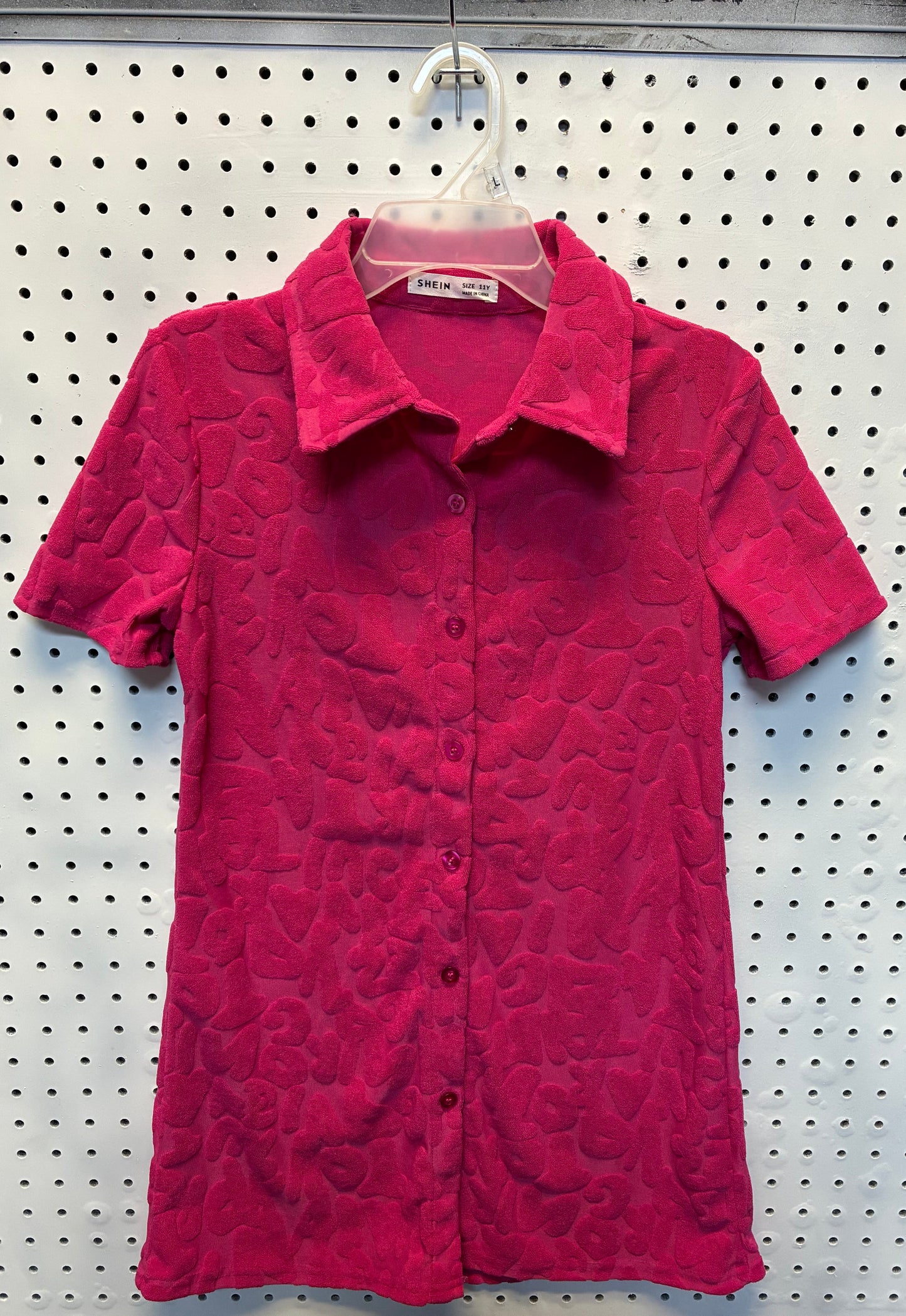 Shein Girls Jaded London pink graffiti embossed towelling playsuit Size11