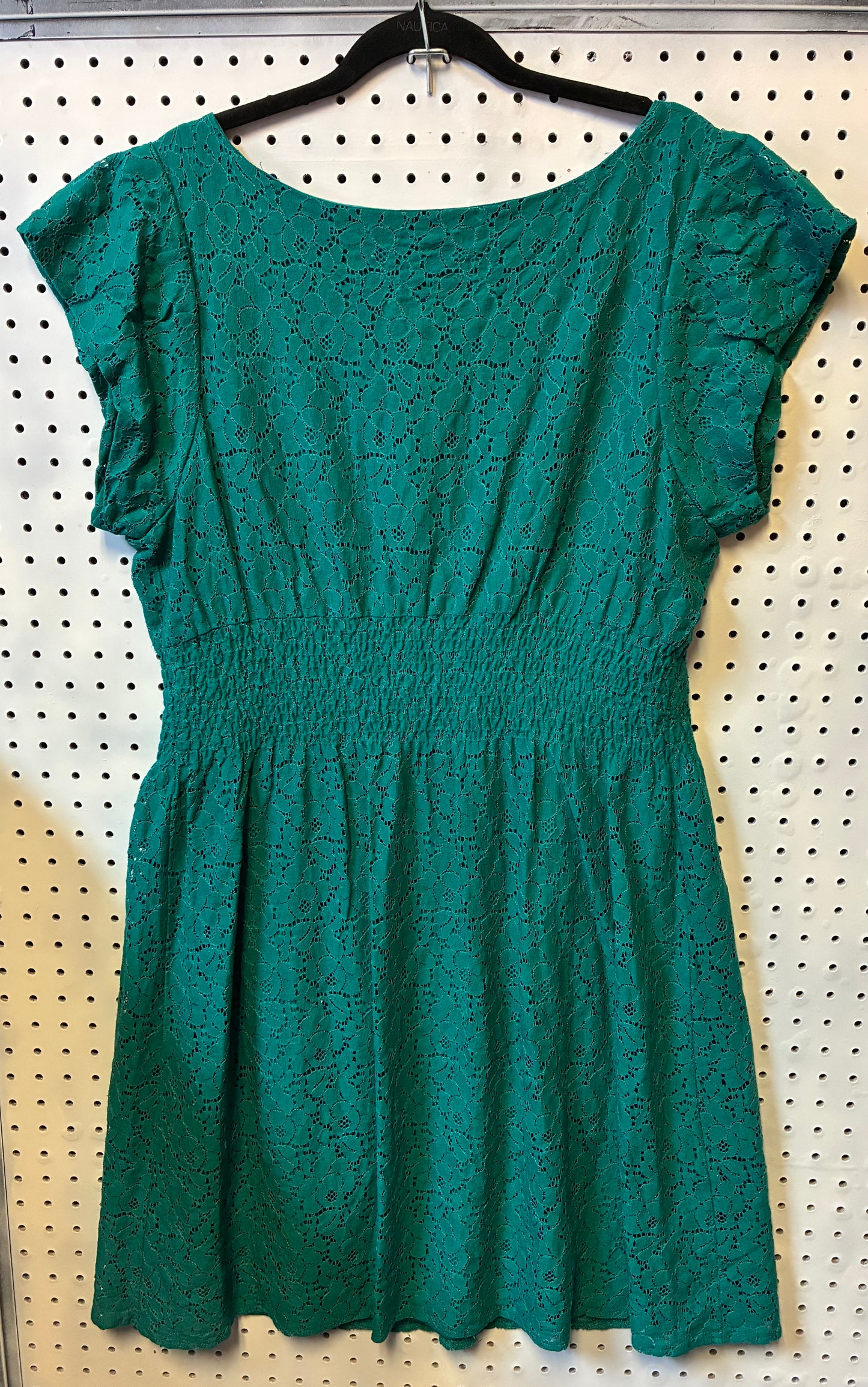 Pinky Teal Lace Overlay Sleeveless Dress Women 2XL