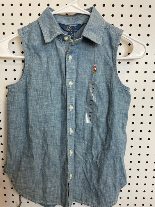 Polo Sleeveless Denim Girls Top Size 10