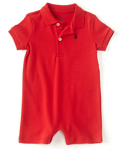 Baby Boys Short Sleeve Polo Interlock Shortall Size 6mons