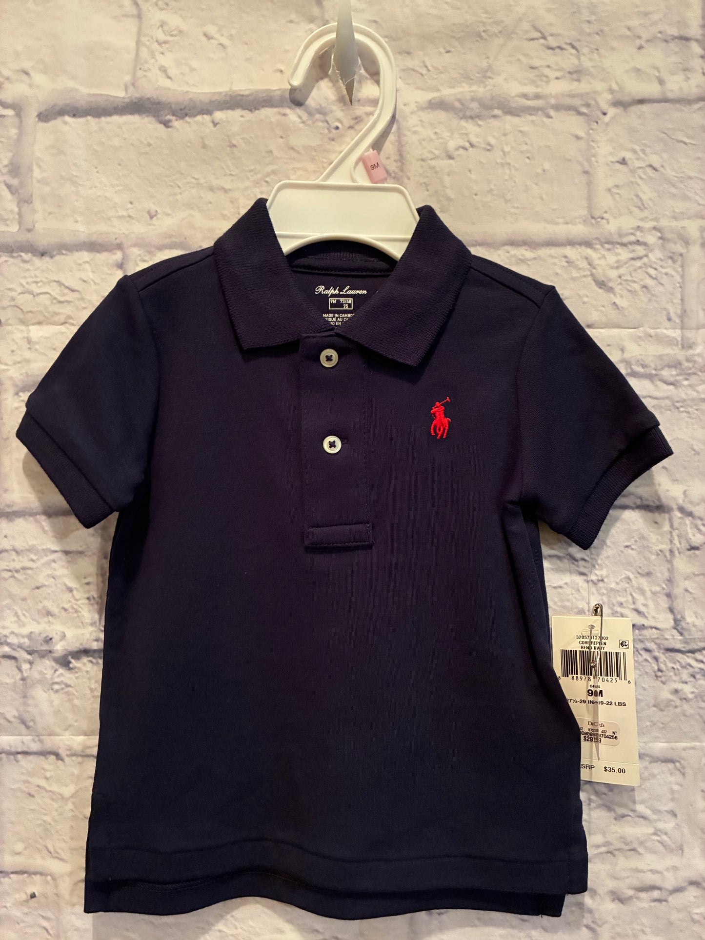 Navy blue Red Logo Polo - Size 9mons NWT