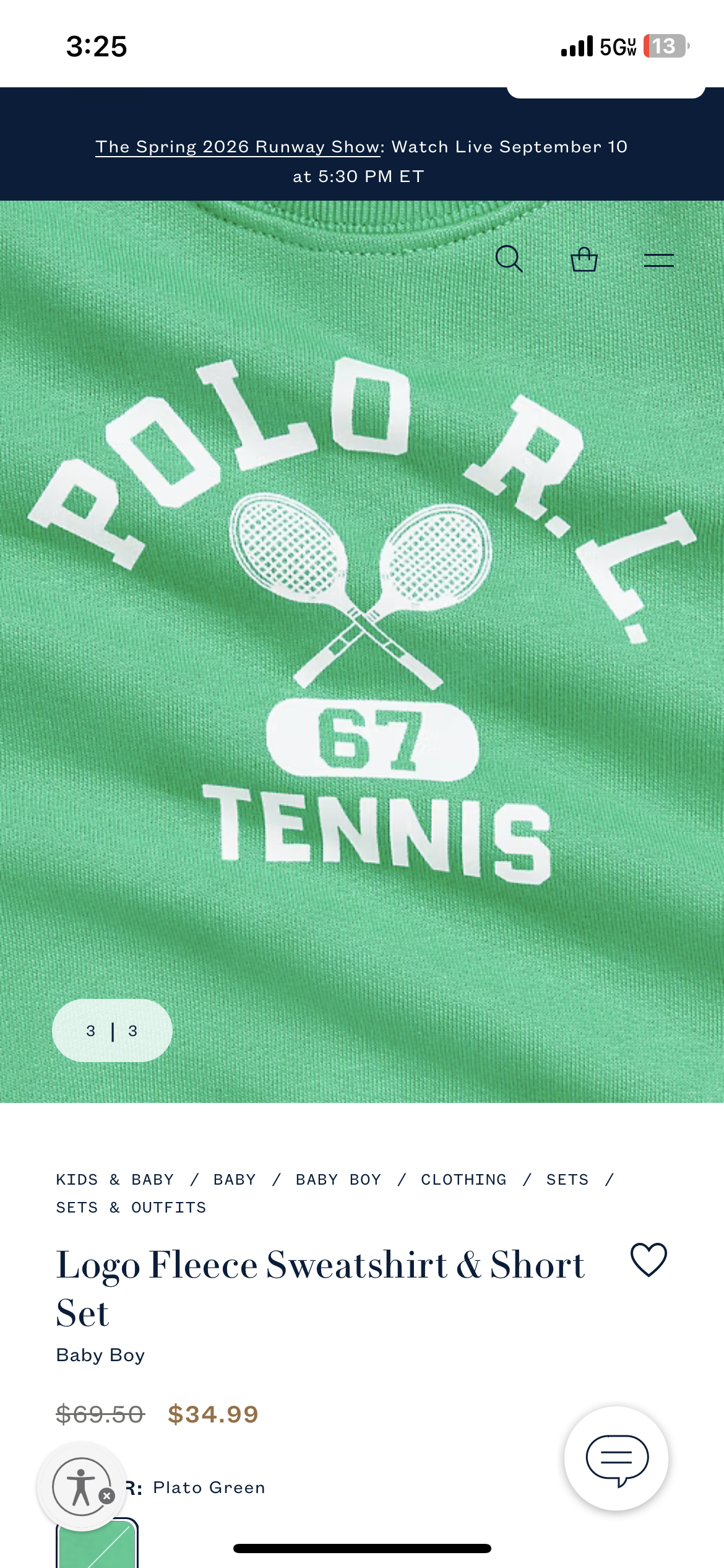 Logo Fleece Sweatshirt & Short Set Baby Boy 3 mons