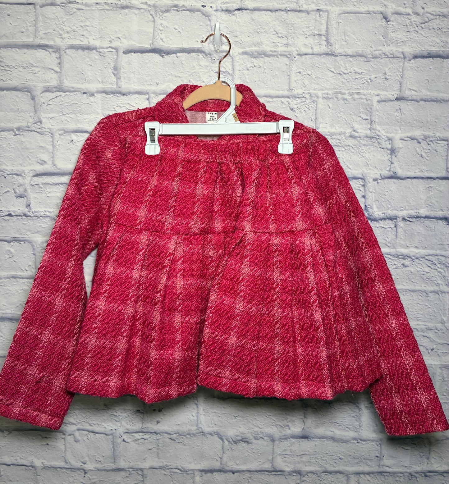 SHEIN Plaid Pattern Tweed Jacket & Skirt Girls size 11-12Y