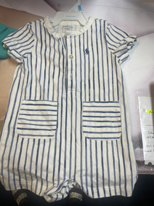 Ralph Lauren Polo Striped Cotton Henley Shortall Size 6mons