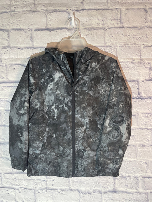 Kid's All in Motion Wind and Water Resistant Zip Up Hooded Jacket Size S 6/7 Black Camouflage