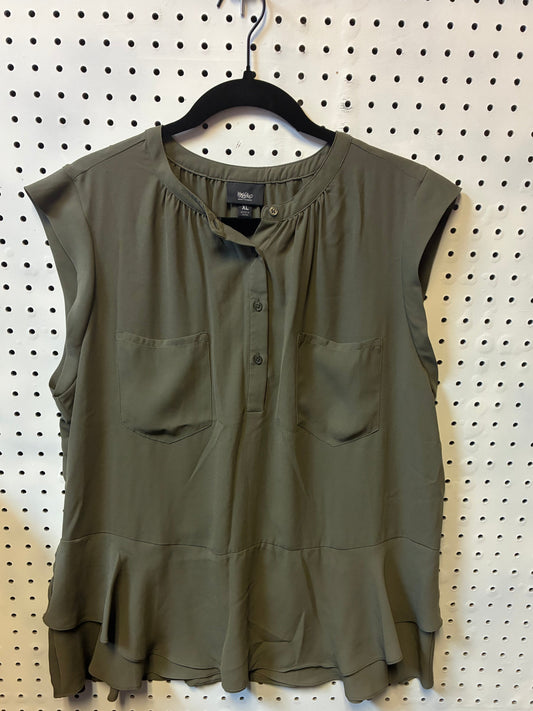 Mossimo Olive Green Button-Front Blouse with Two Front Pockets-Casual Top/ Blouse Women Size XL