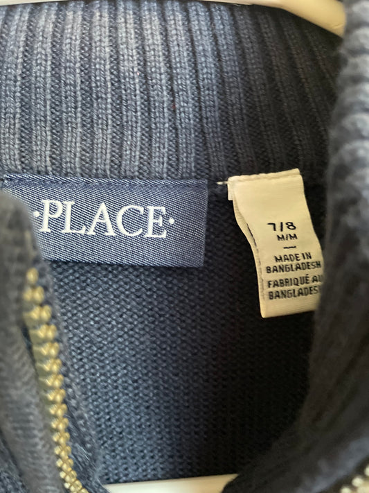 Boys Zip Up Sweater - Navy Blue