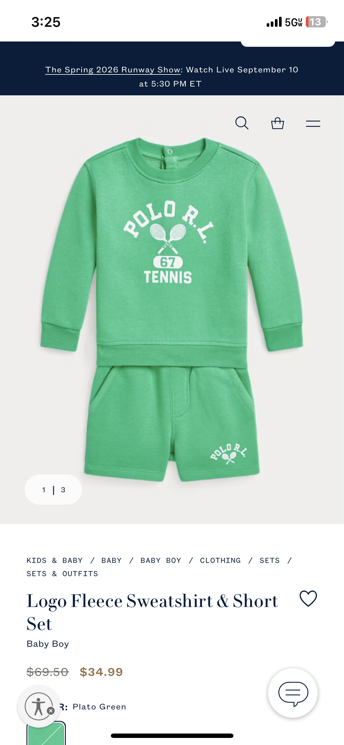 Logo Fleece Sweatshirt & Short Set Baby Boy 3 mons