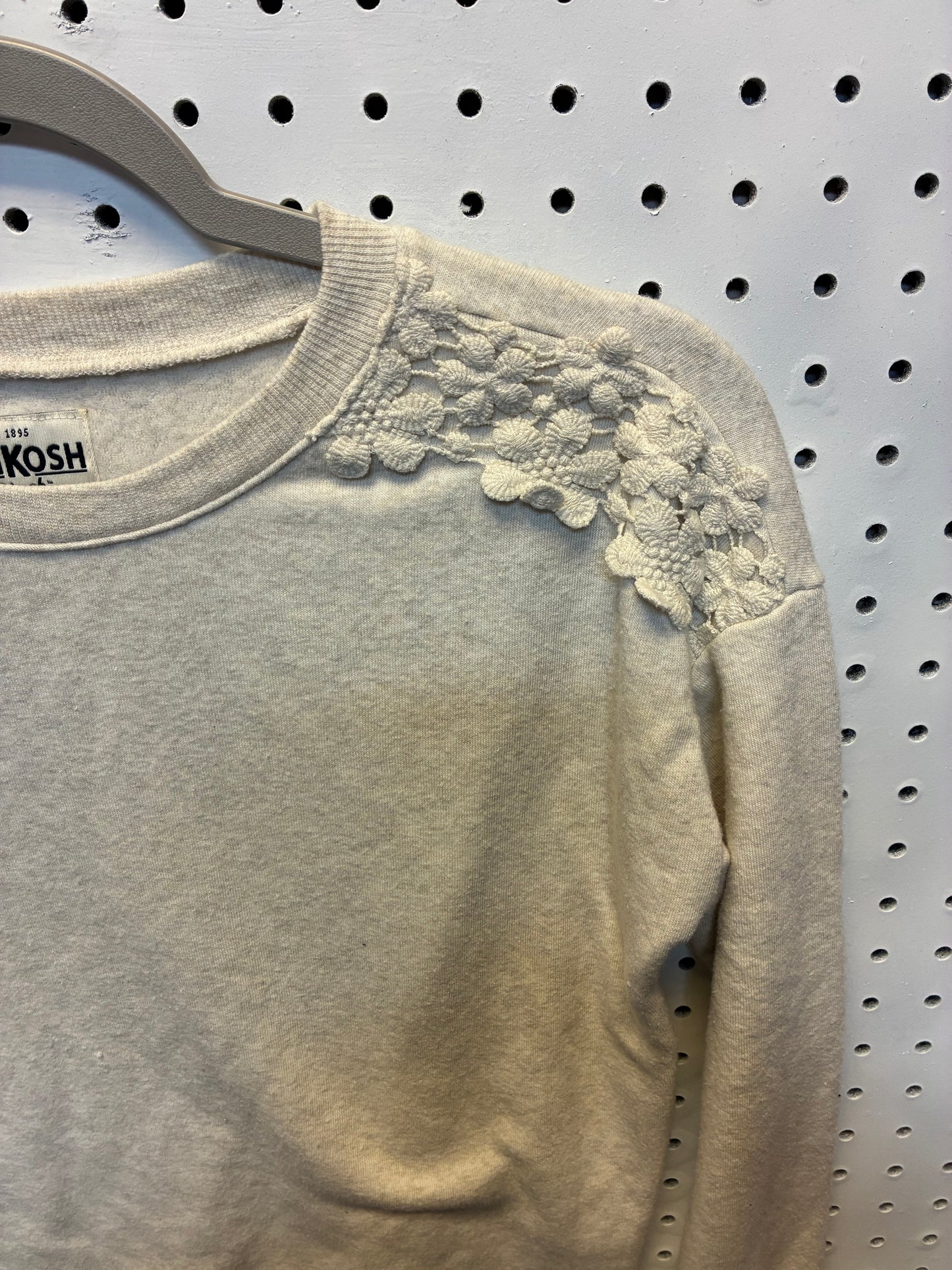 OshKosh B'gosh off-white children's sweater with floral details on the shoulders Size 12A