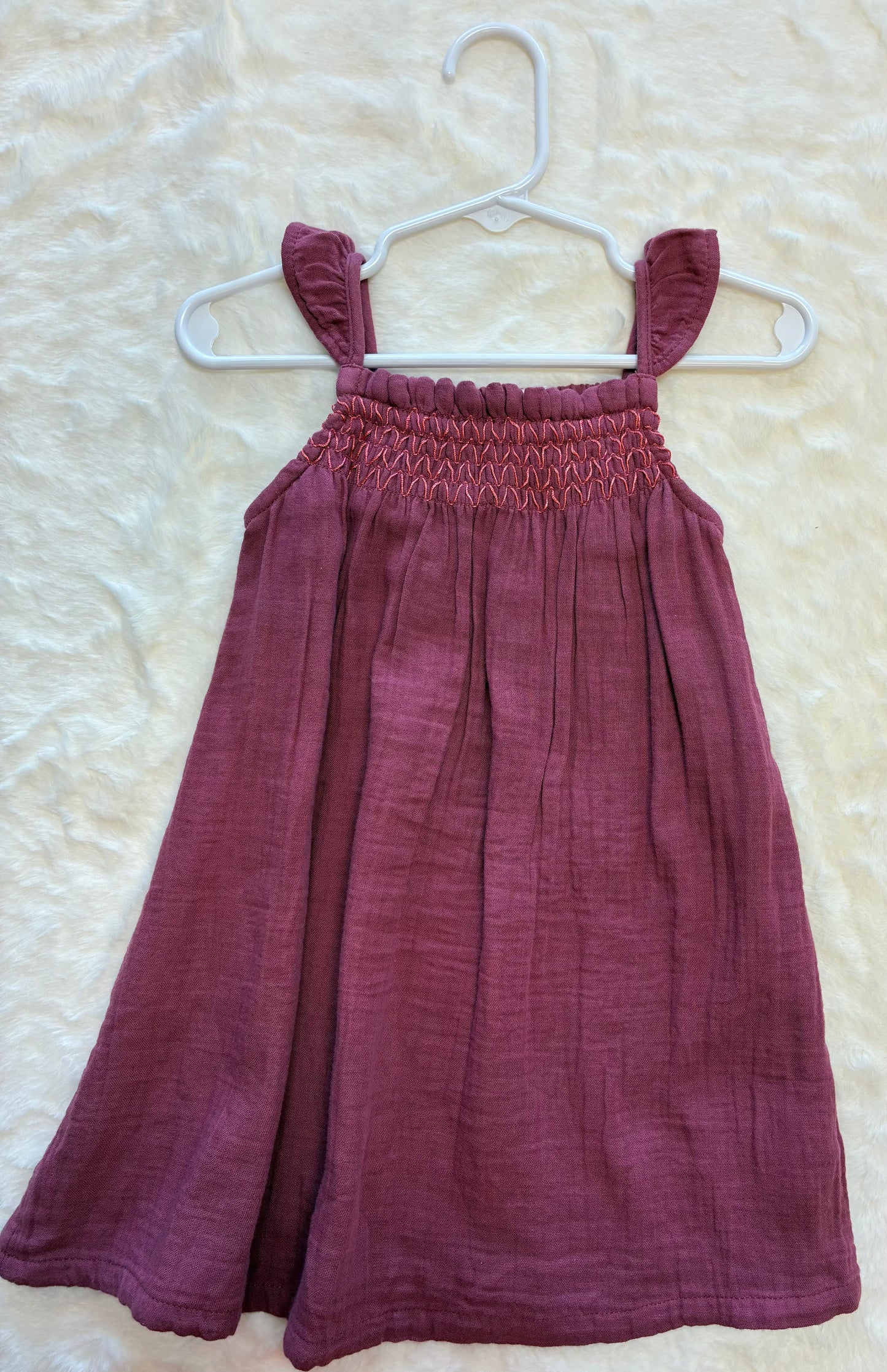 Girls summer dress in burgundy with ruffled straps Size 18-24mons NWT