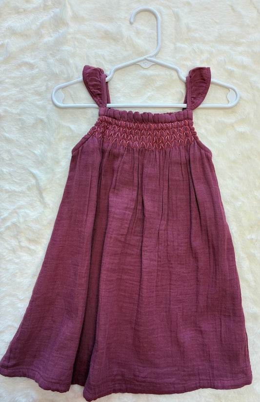 Girls summer dress in burgundy with ruffled straps Size 18-24mons NWT