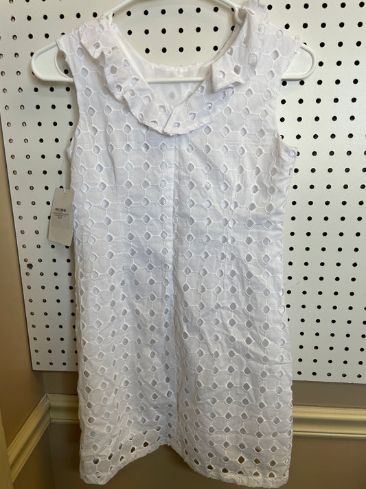 Maggie Breen V Back Dress White Eyelet Girl Size 10