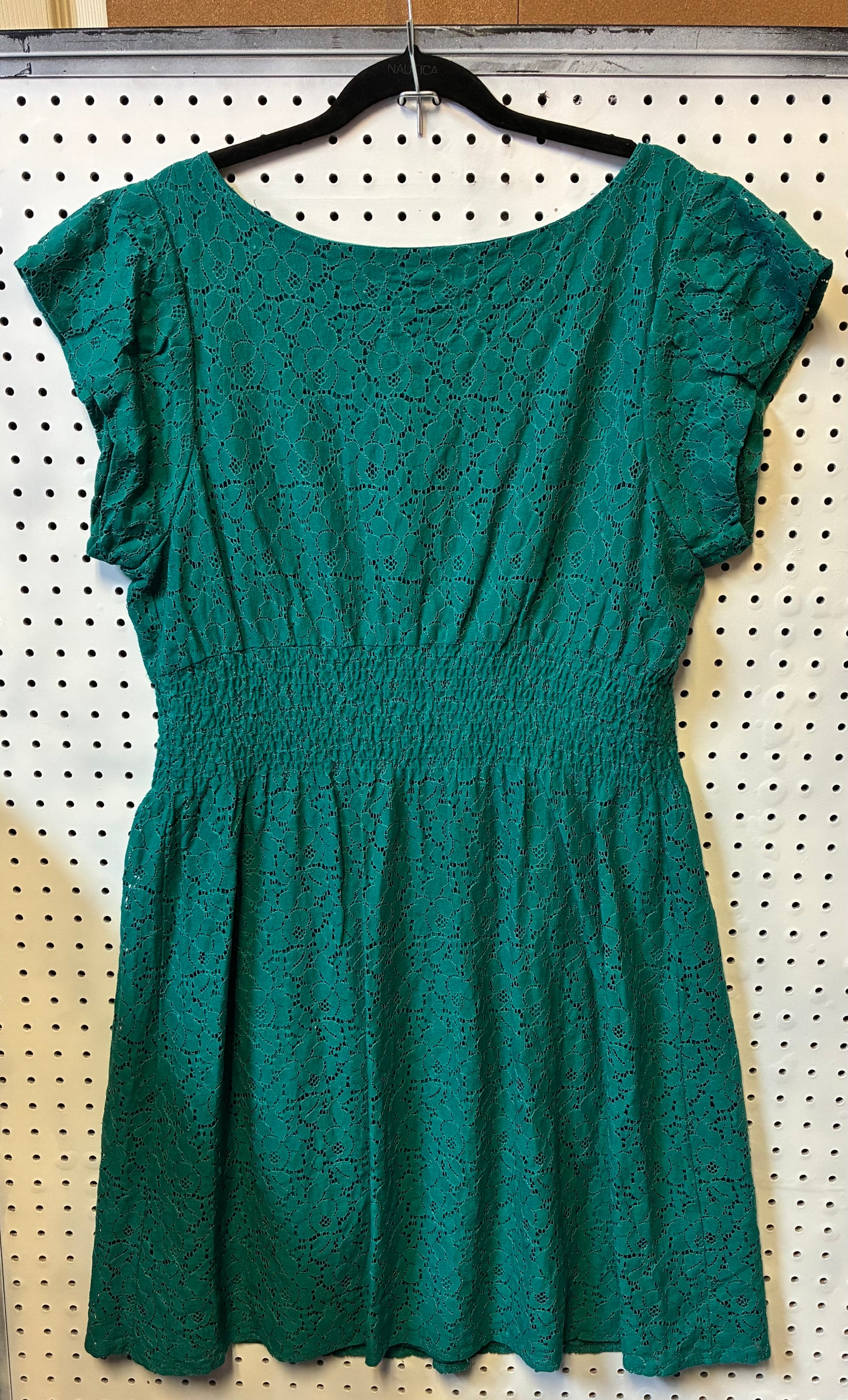Pinky Teal Lace Overlay Sleeveless Dress Women 2XL