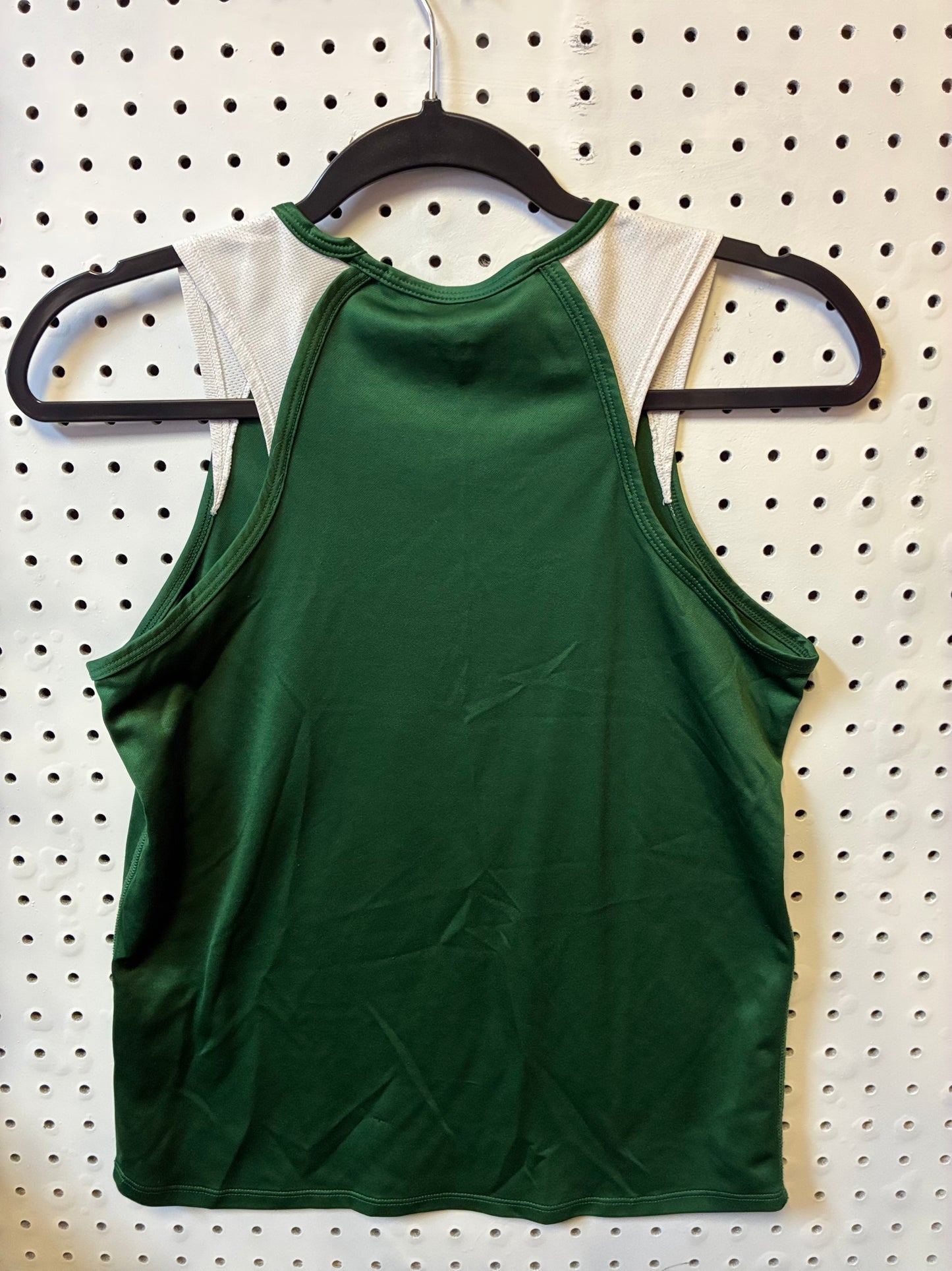 Green and White Nike Dri-FIT athletic tank top featuring a "PELHAM" graphic and a cougar mascot logo Size Small