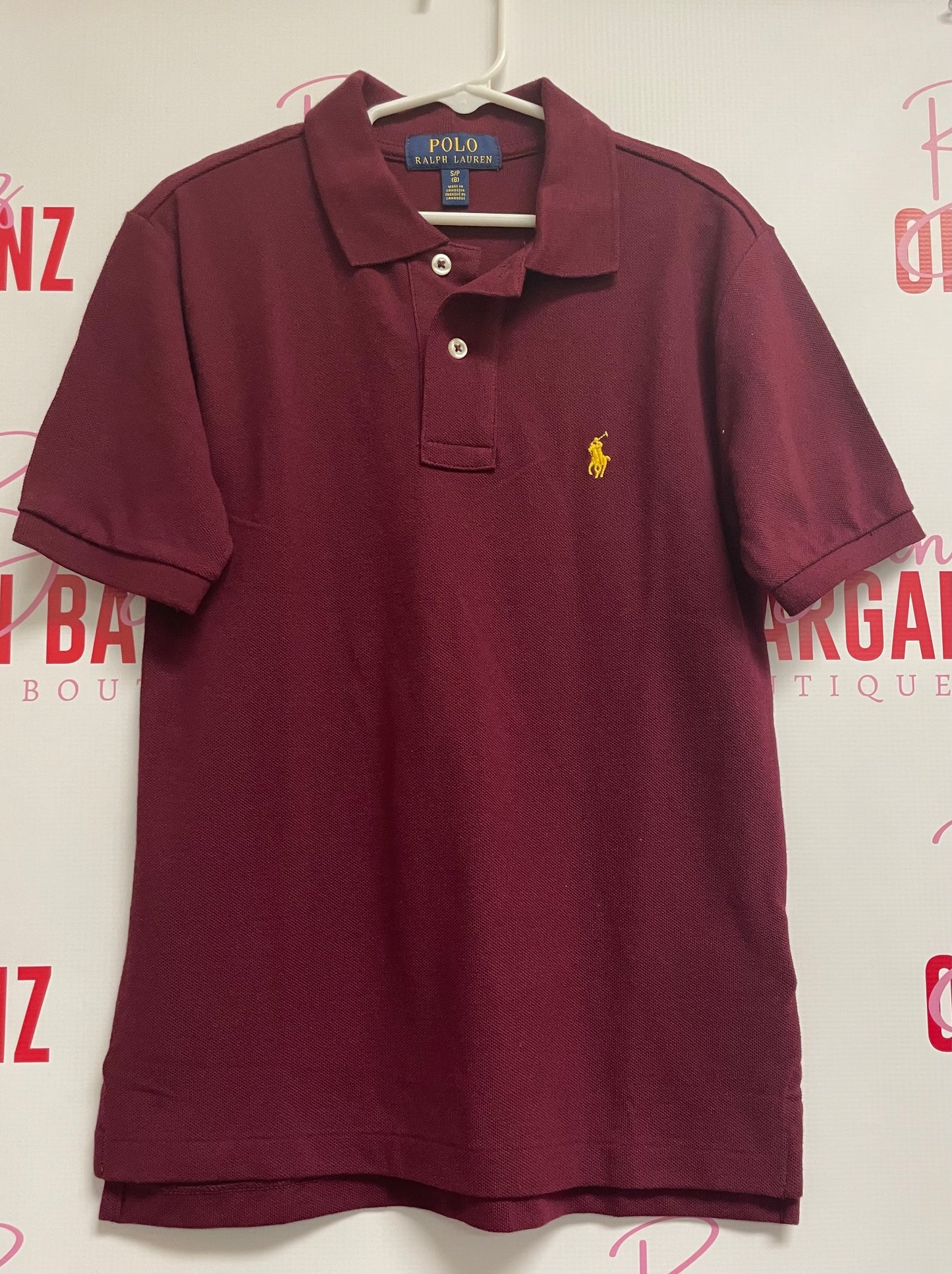 Boys Polo Ralph Lauren Classic Wine Cotton Solid Mesh~Size 8~Great Condition