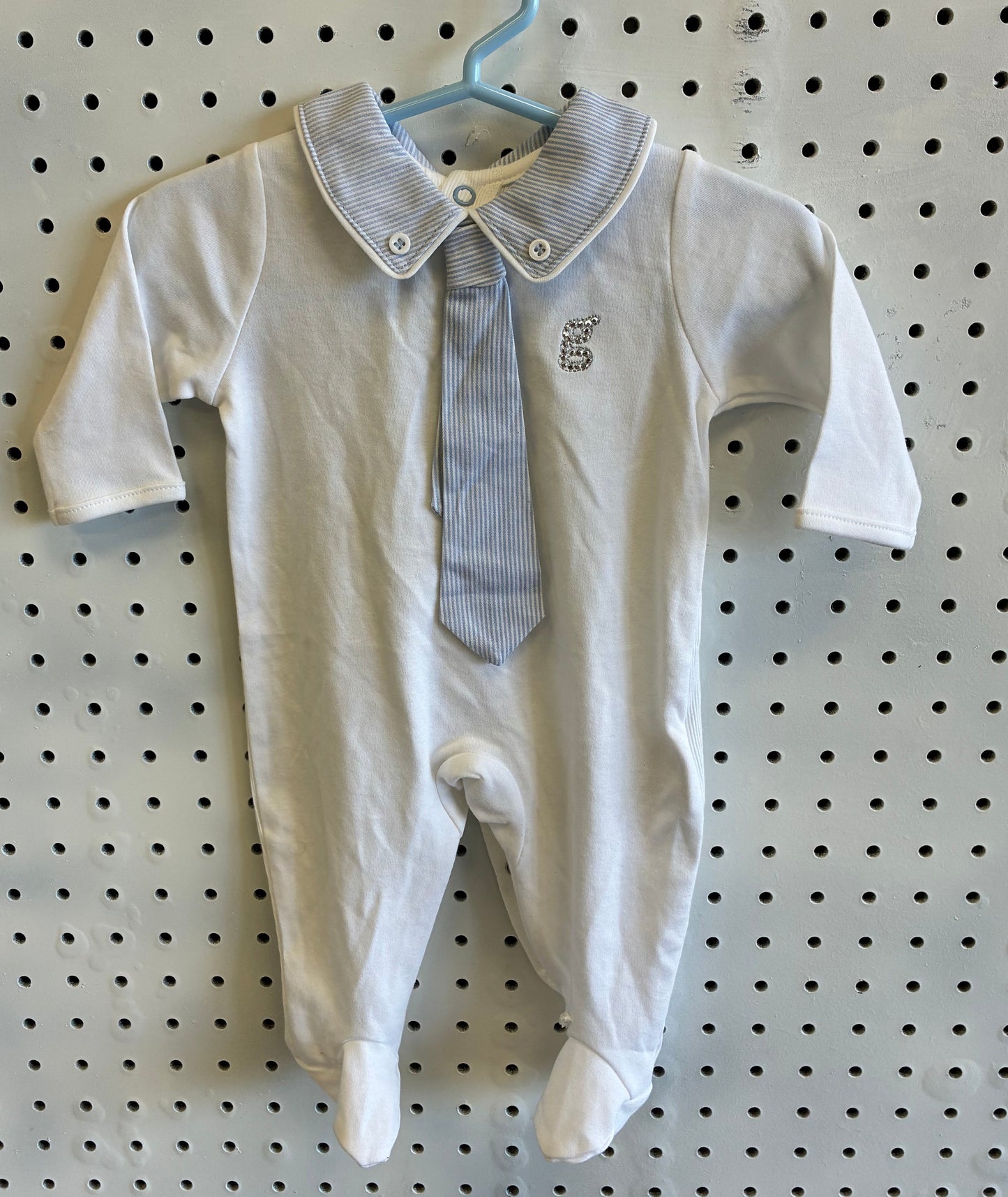 Giggle Baby Boy's formal onesie or sleepsuit, designed to look like a shirt and tie