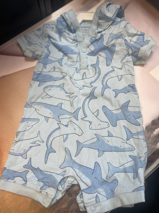Carter's Just One You Baby Boys' Shark Romper, 6Mons Blue