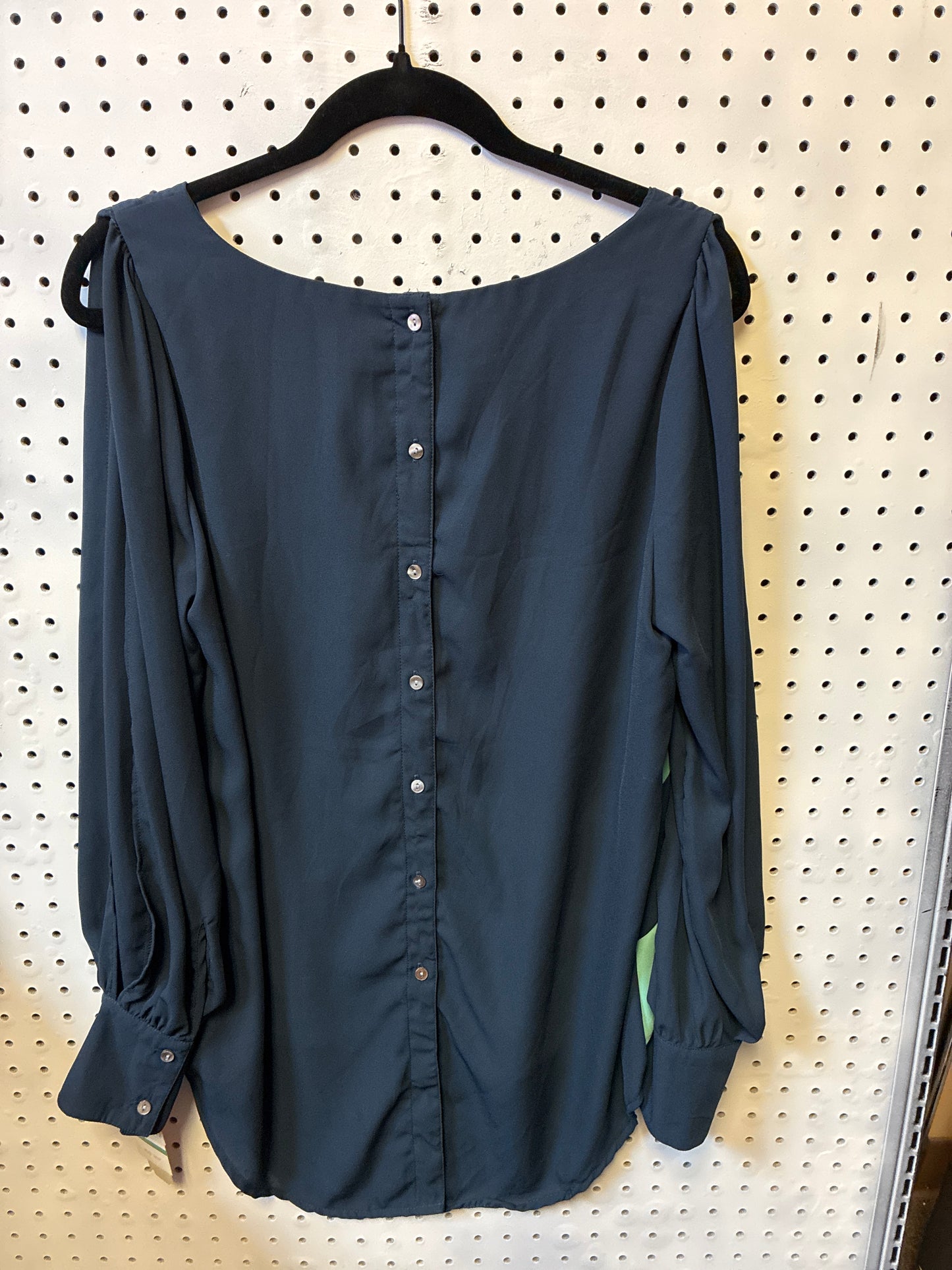 GB Blue/Mint Chevron Split Sleeve Top Size Large