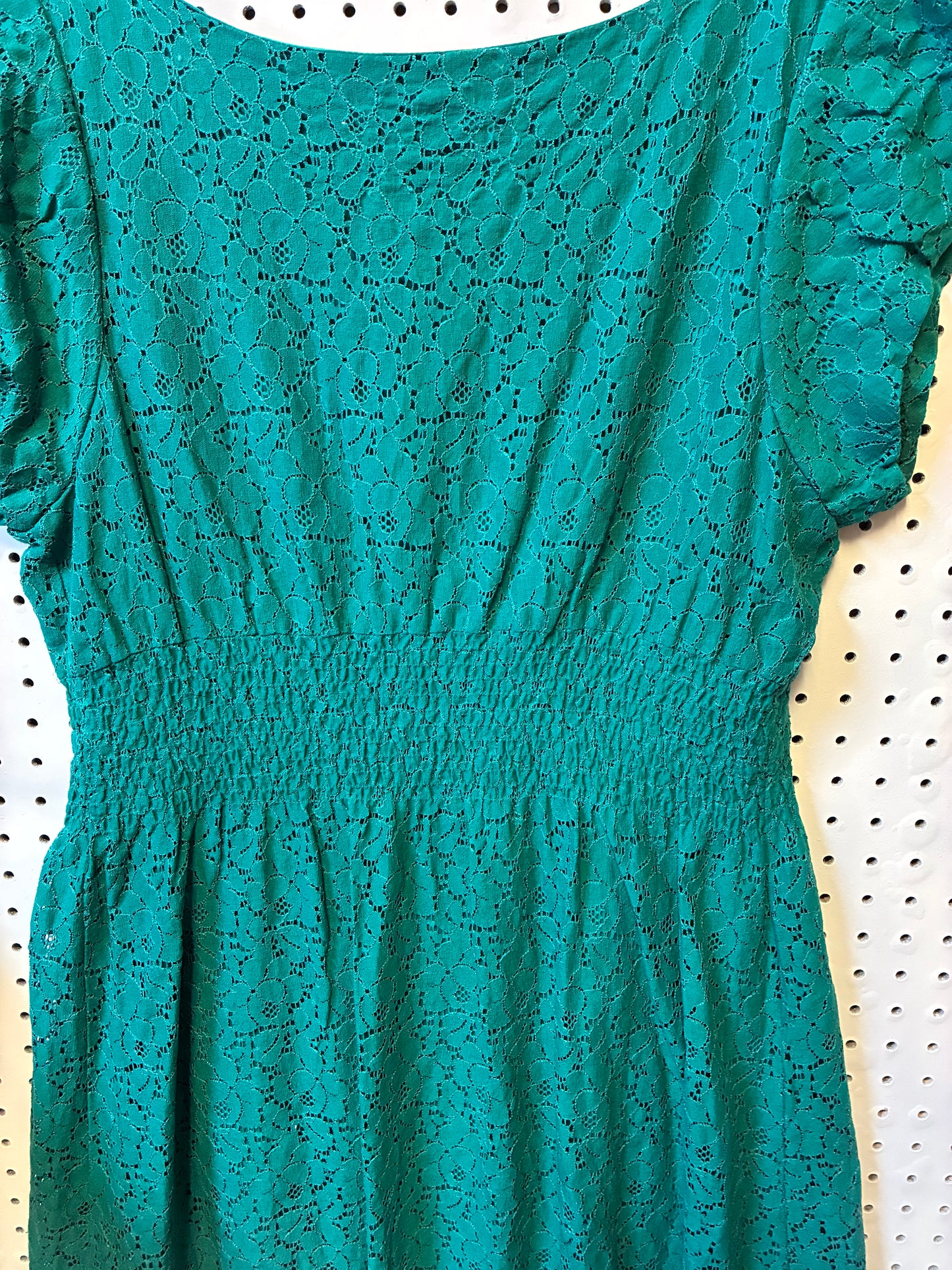 Pinky Teal Lace Overlay Sleeveless Dress Women 2XL