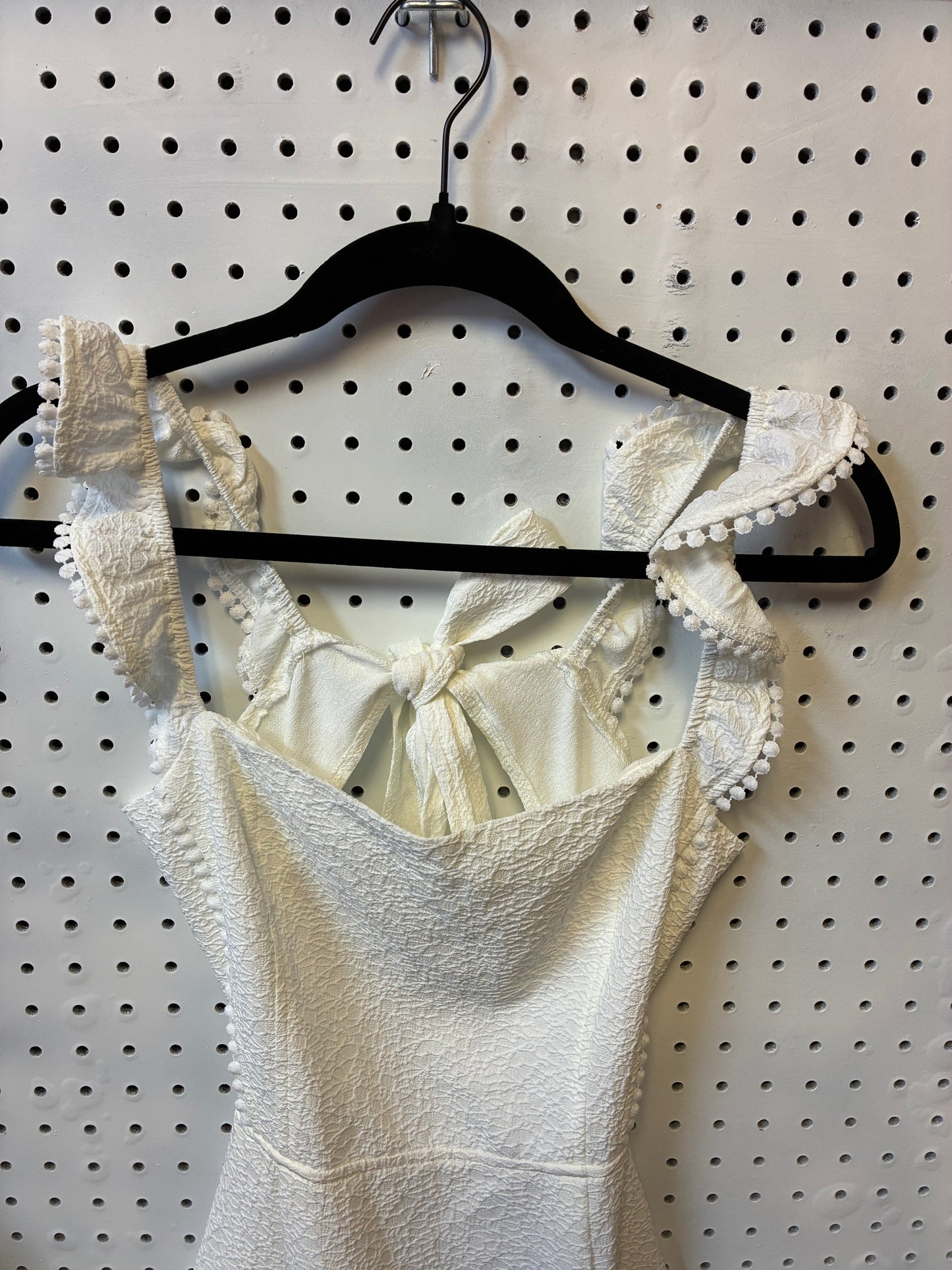 SHEIN-Tied Back Frill Dress Textured White Women Size Large