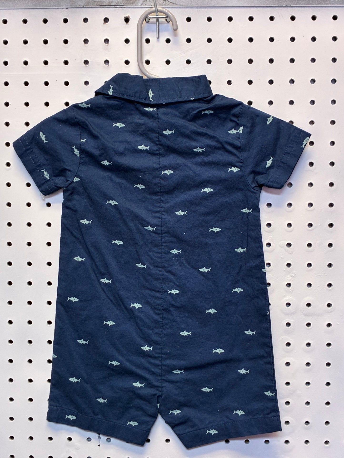 Carter's Child of Mine short-sleeve baby boy romper with a shark print Size 6-9M
