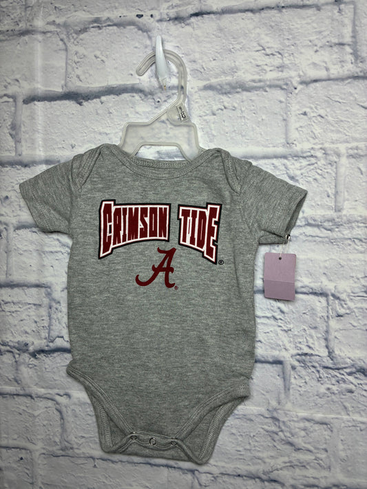 Infant Alabama Crimson Tide Dynamic Duo Bodysuit in a gray color with a three-snap bottom and a lap shoulder neckline -3/6Mons