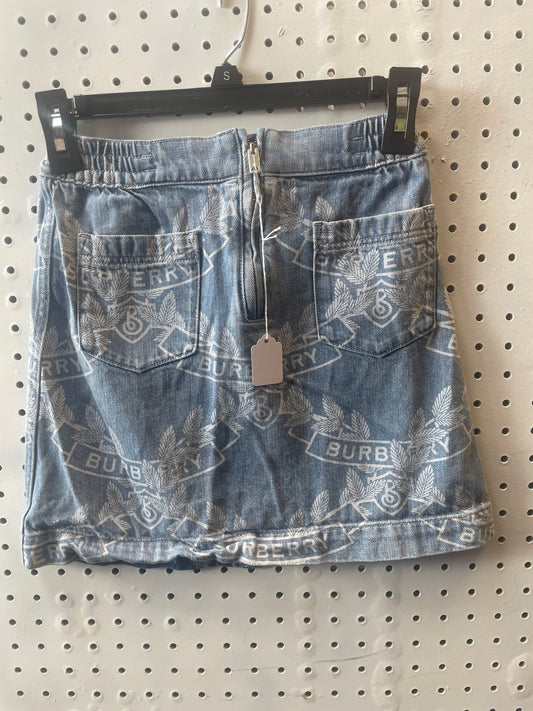 BURBERRY 
Blue Oak Leaf Creek Denim Skirt
