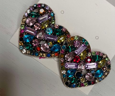 Colorful Crystal Heart Earrings