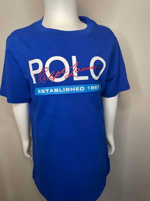 Polo Blue Big Logo Stitched Boys Shirt~Size 7~ Excellent Condition