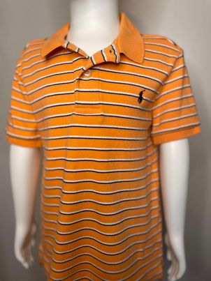 Polo Orange and Blue Striped Boys Polo Style Shirt~Size 5 ~ Great Condition