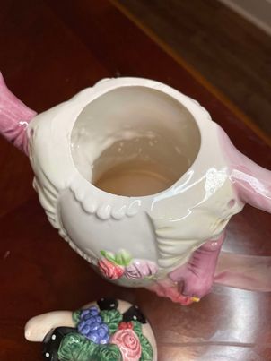 Vintage Glossy Pig Teapot with Lid