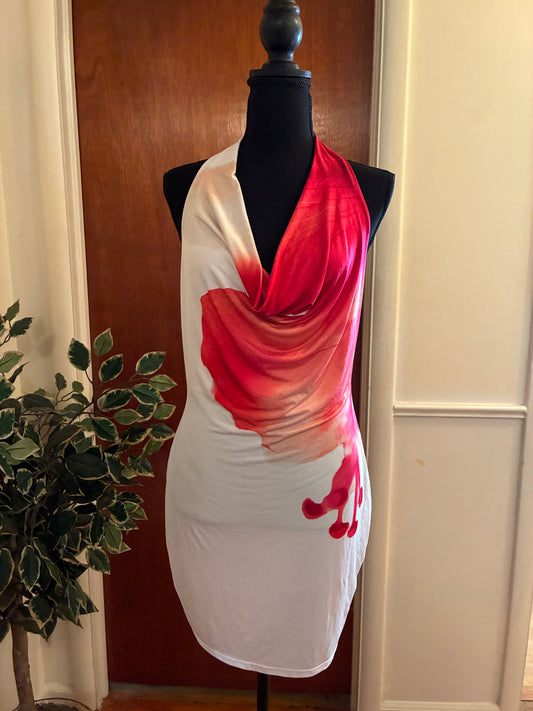 Vanessa Floral Backless Mini Dress - Red/combo Size Large