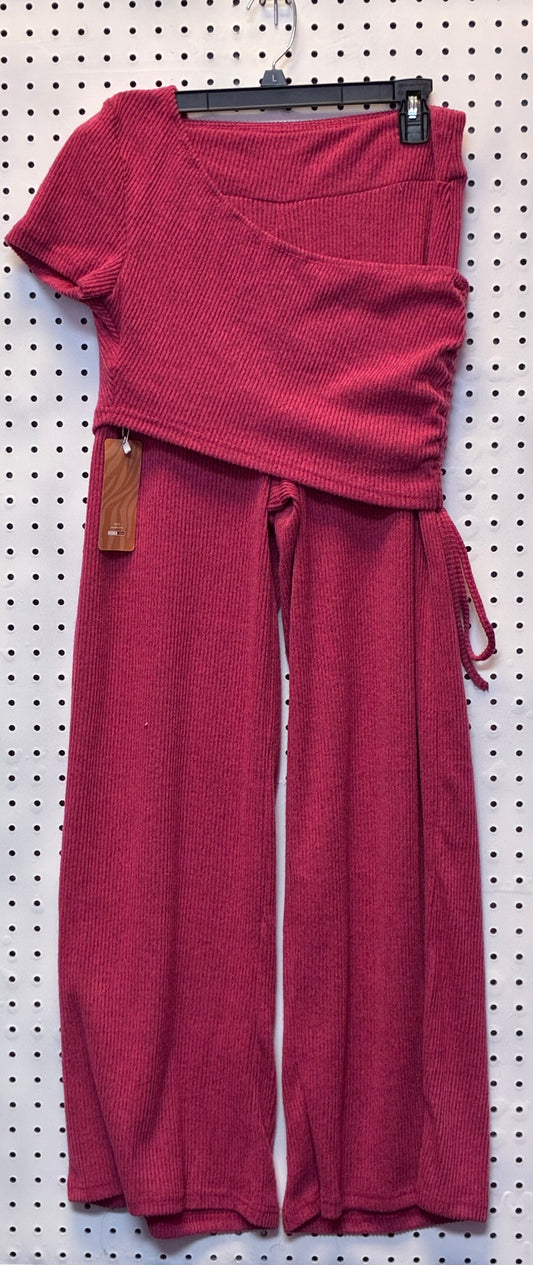 Shein Pink Ribbed Knit two-piece outfit Size Large /Tall