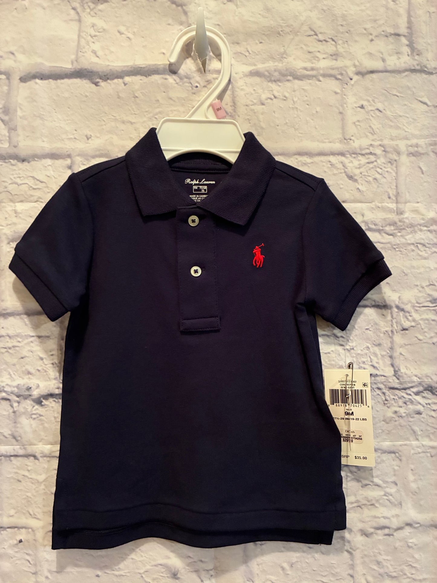 Navy blue Red Logo Polo - Size 9mons NWT