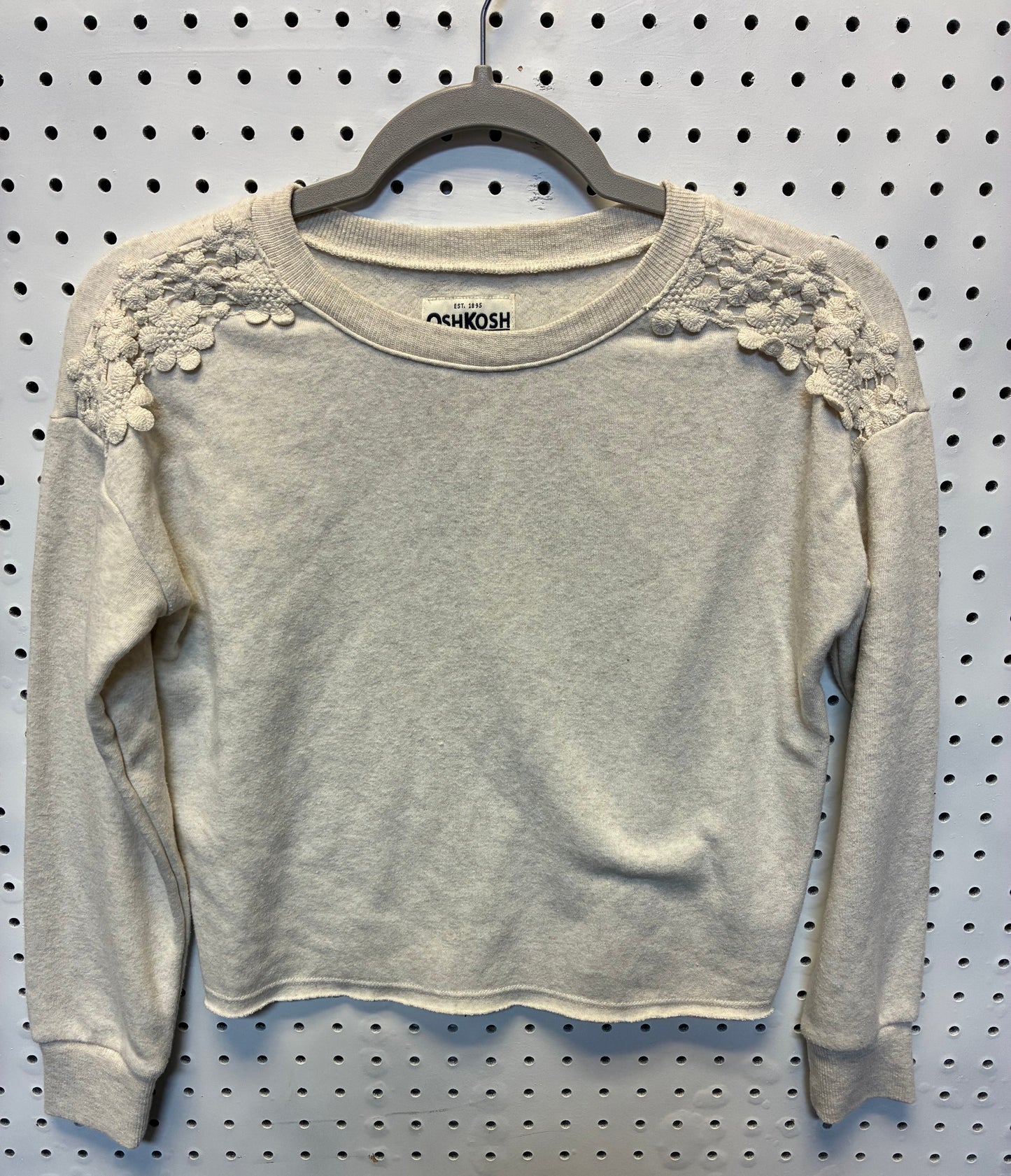 OshKosh B'gosh off-white children's sweater with floral details on the shoulders Size 12A