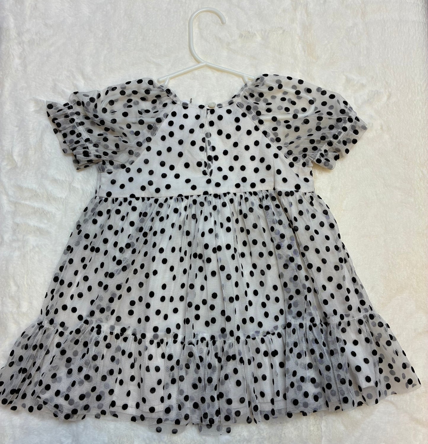 Cute Girls Polka Dot Dress with Puff Sleeves Size 18-24mons