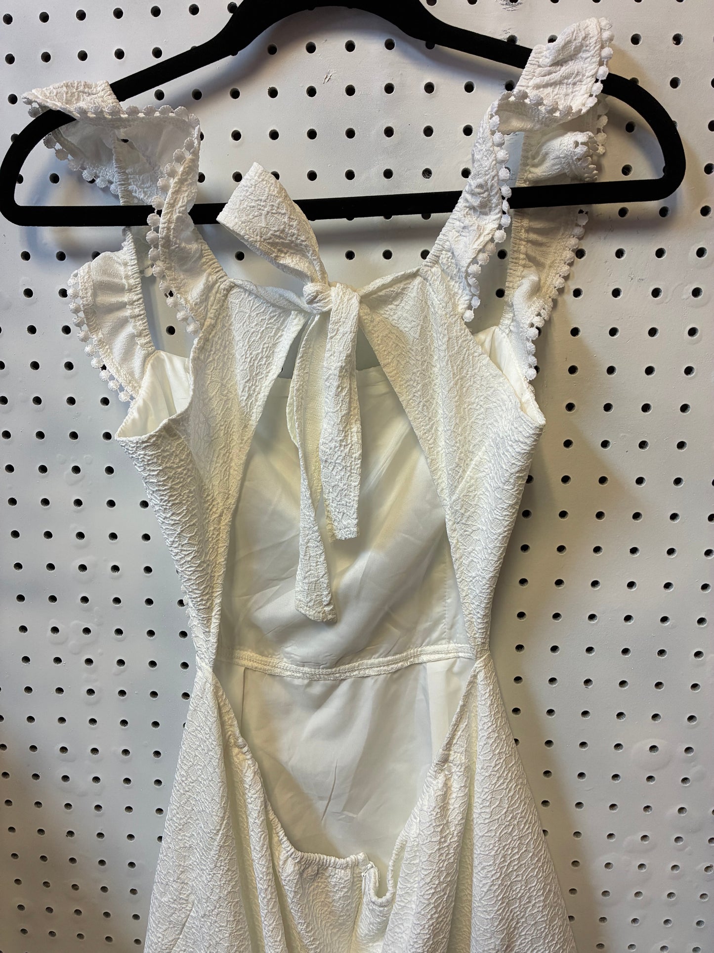 SHEIN-Tied Back Frill Dress Textured White Women Size Large