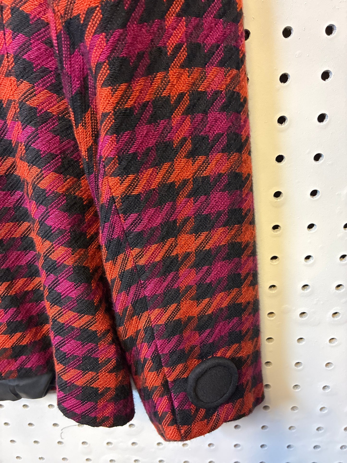 KASPER Women's Size 8 Houndstooth Multicolor Tweed Wool Blazer