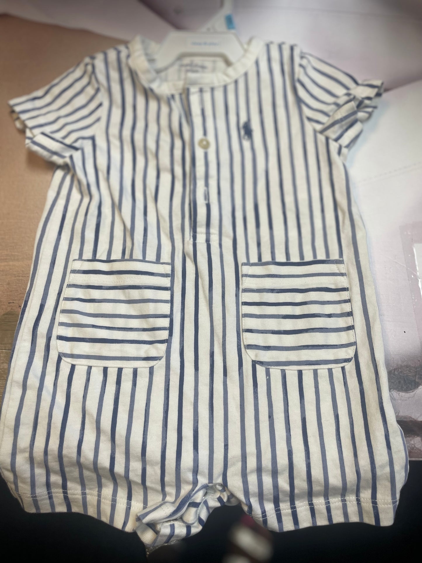 Ralph Lauren Polo Striped Cotton Henley Shortall Size 6mons