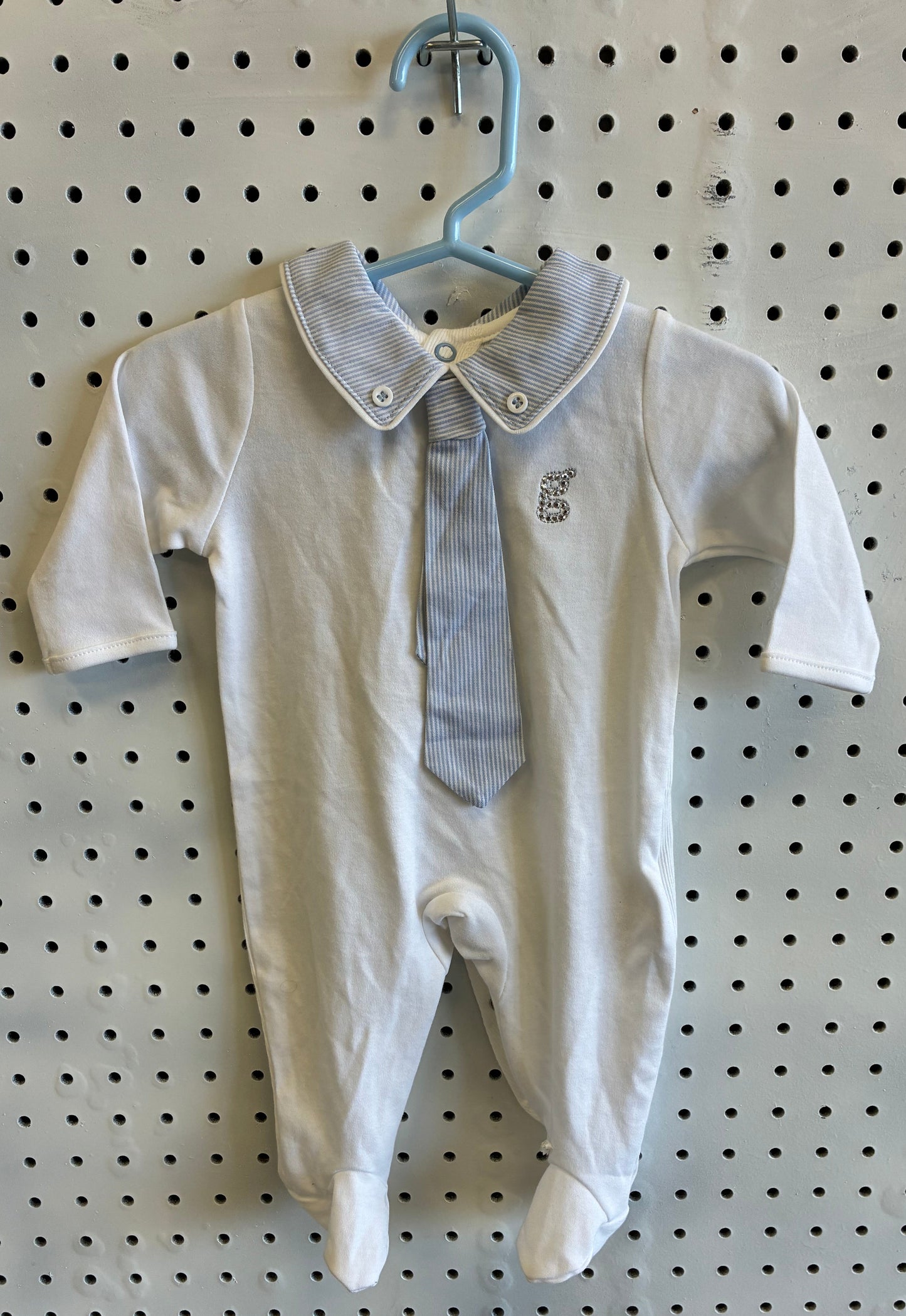 Giggle Baby Boy's formal onesie or sleepsuit, designed to look like a shirt and tie