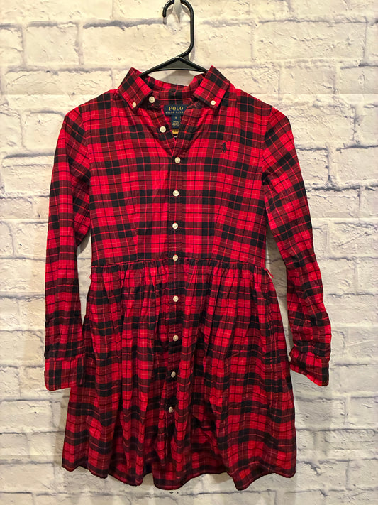 Polo Ralph Lauren girls' long-sleeve plaid shirt dress Girls Size 10
