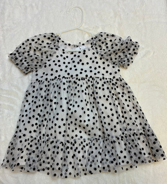 Cute Girls Polka Dot Dress with Puff Sleeves Size 18-24mons