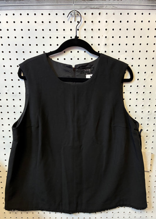 Victoria Beckham For Target Women’s Black Sleeveless Fringe Zipper Back Blouse Size 1XL