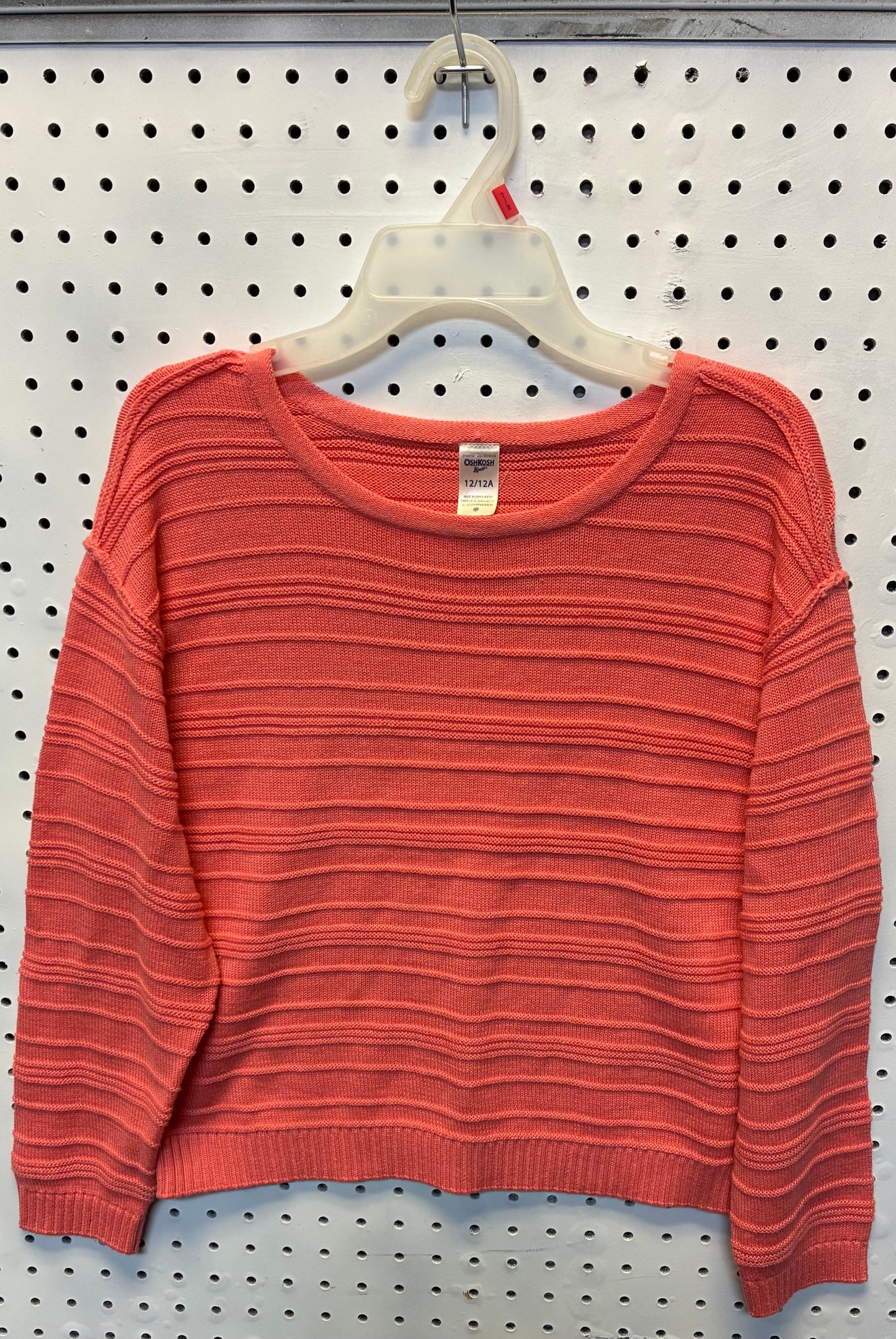 OshKosh B'gosh girls' size 12/12A coral ribbed knit top