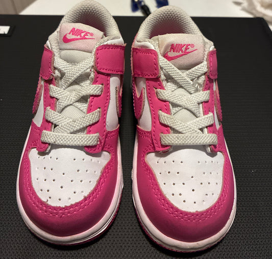 Nike Dunk Low Barbie Fuchsia Pink Toddler Girl Sneakers, Size 7c