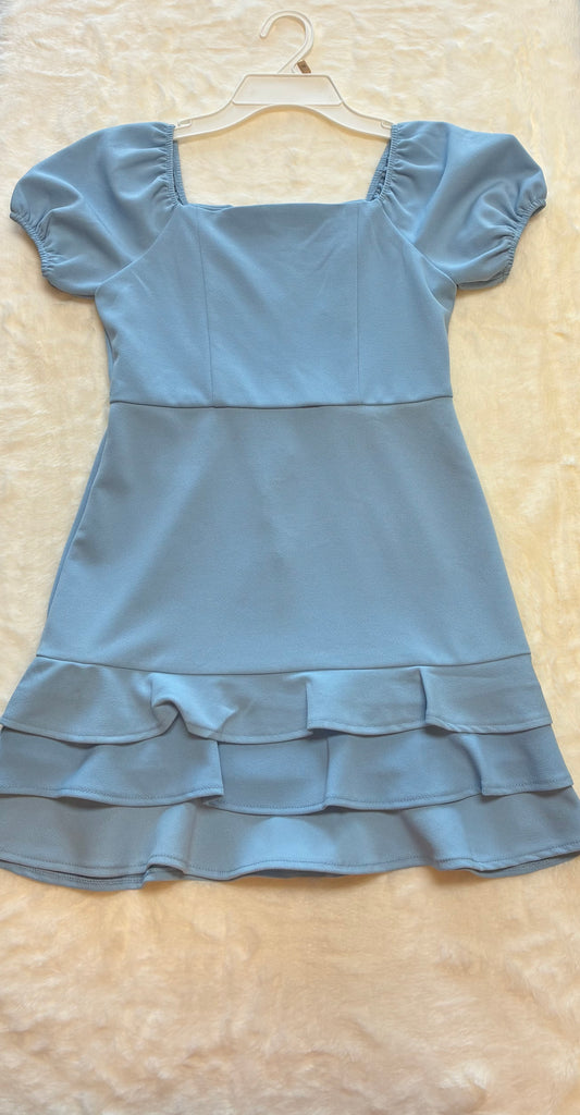 Rare Edition Light Blue Girls Summer Dress with Ruffle Hem Size 12