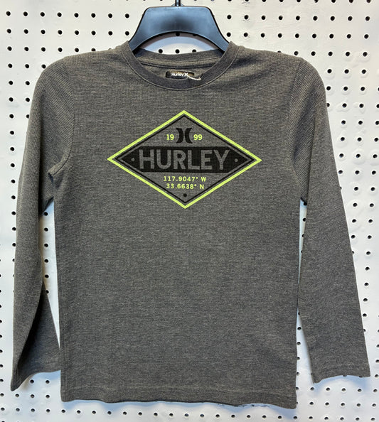 Hurley boy's long-sleeve thermal graphic t-shirt in grey Size 10/12